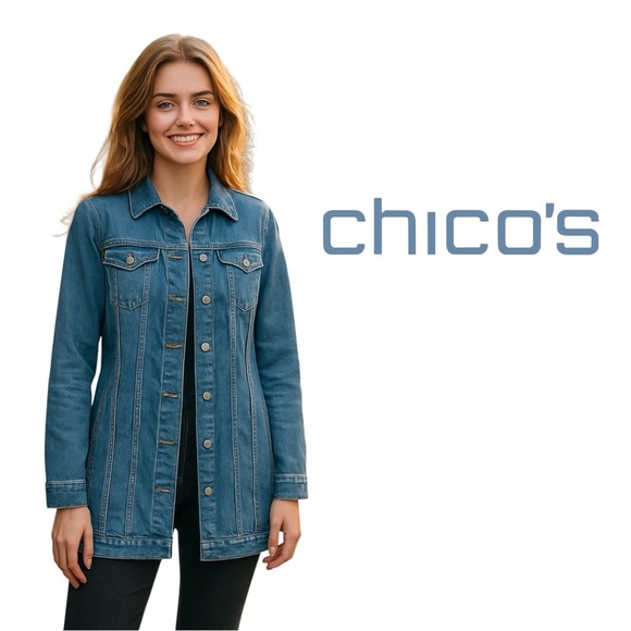 Chico's Women’s Classic Jean Jacket. Blue. Size 4-6 - Picture 13 of 13